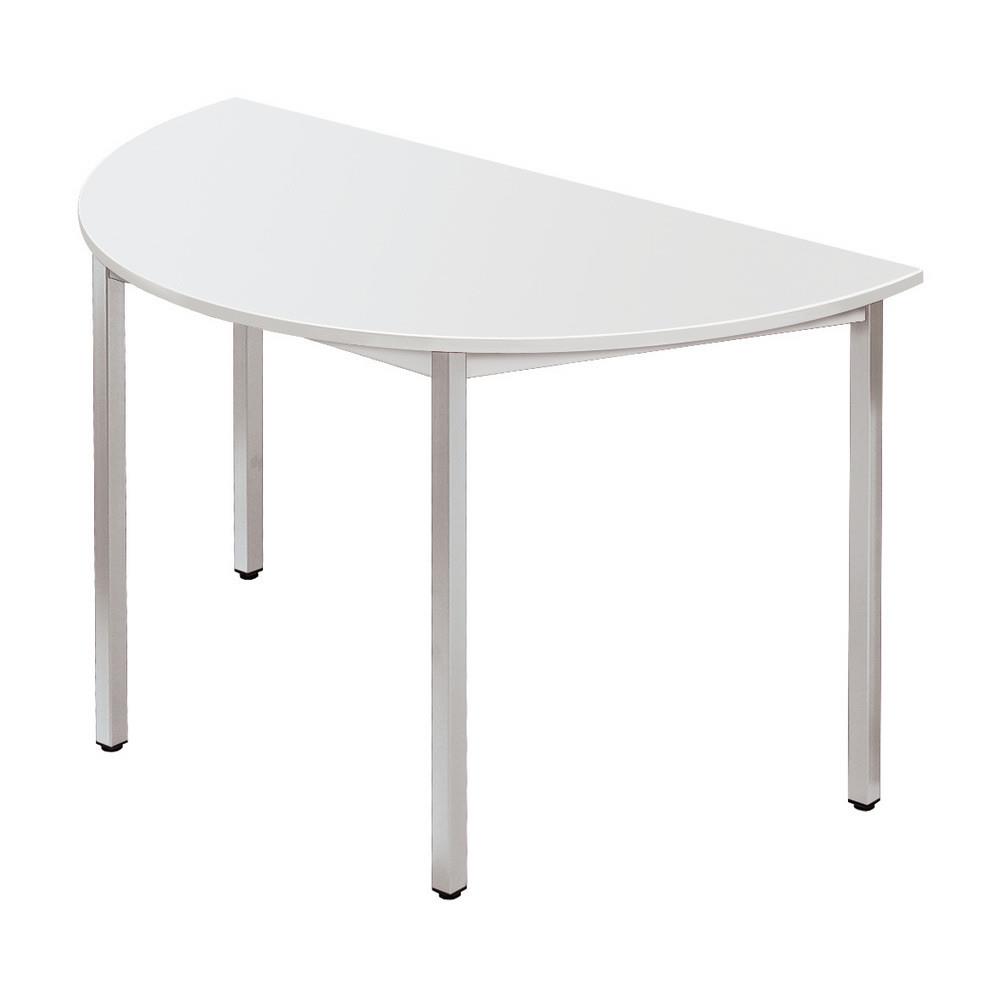 Table Modulaire Domino 1,2 rond - L 120 x P 60 cm - plateau gris - pieds gris