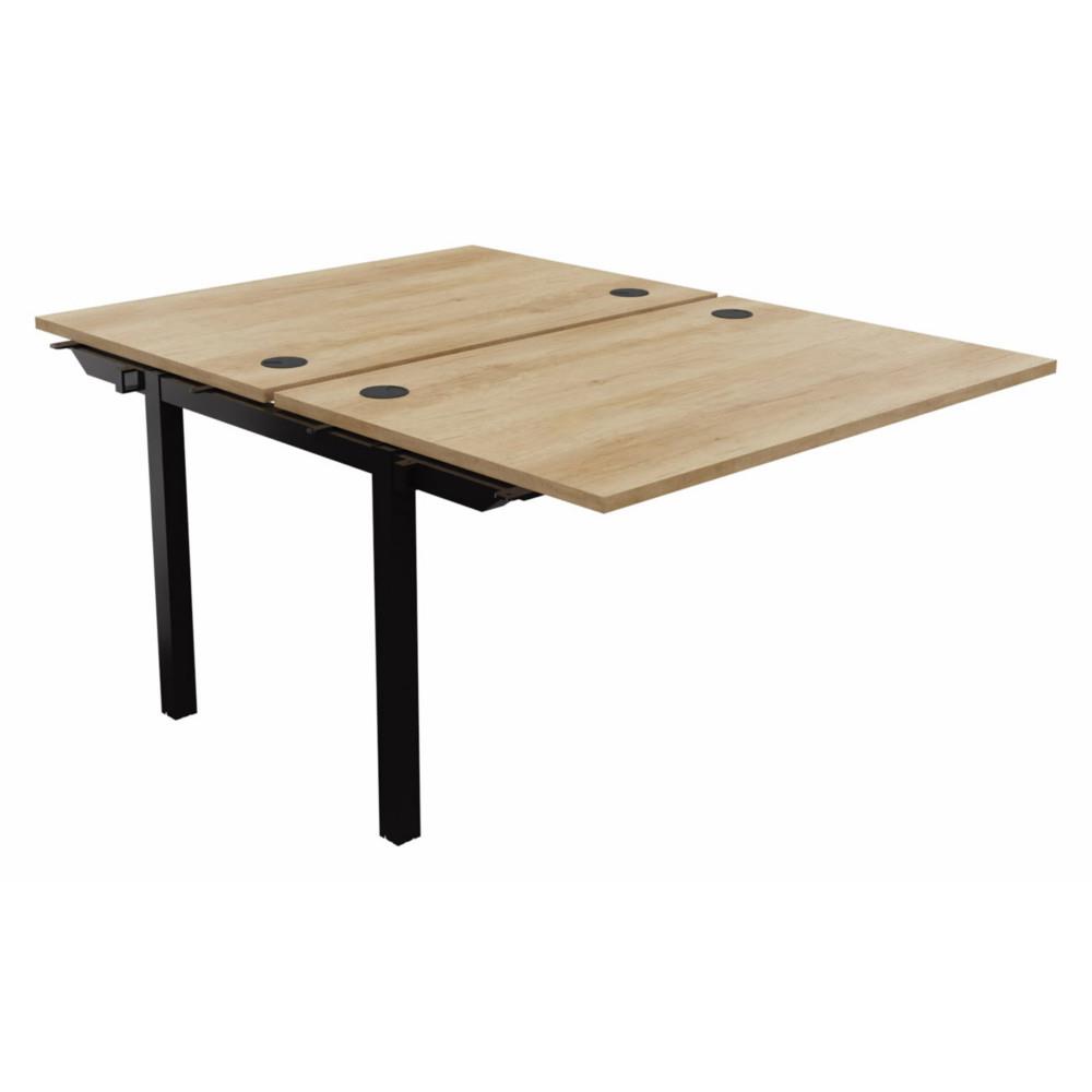 Bureau bench 2 postes Osmose suivant L120 x P163 cm Plateaux Ch�ne Nebraska Pieds m�tal Noir