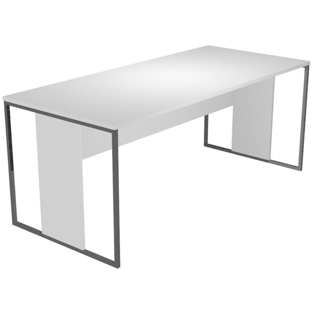 Bureau droit Presto 180 x 80 cm - Plateau Blanc - Pieds Anthracite