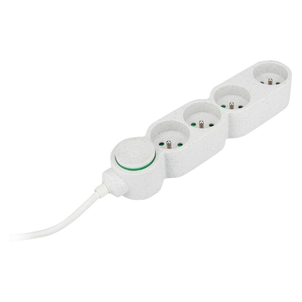 Bloc multiprises 4 prises 16A Zenitech - Cble 1,5 m - Blanc