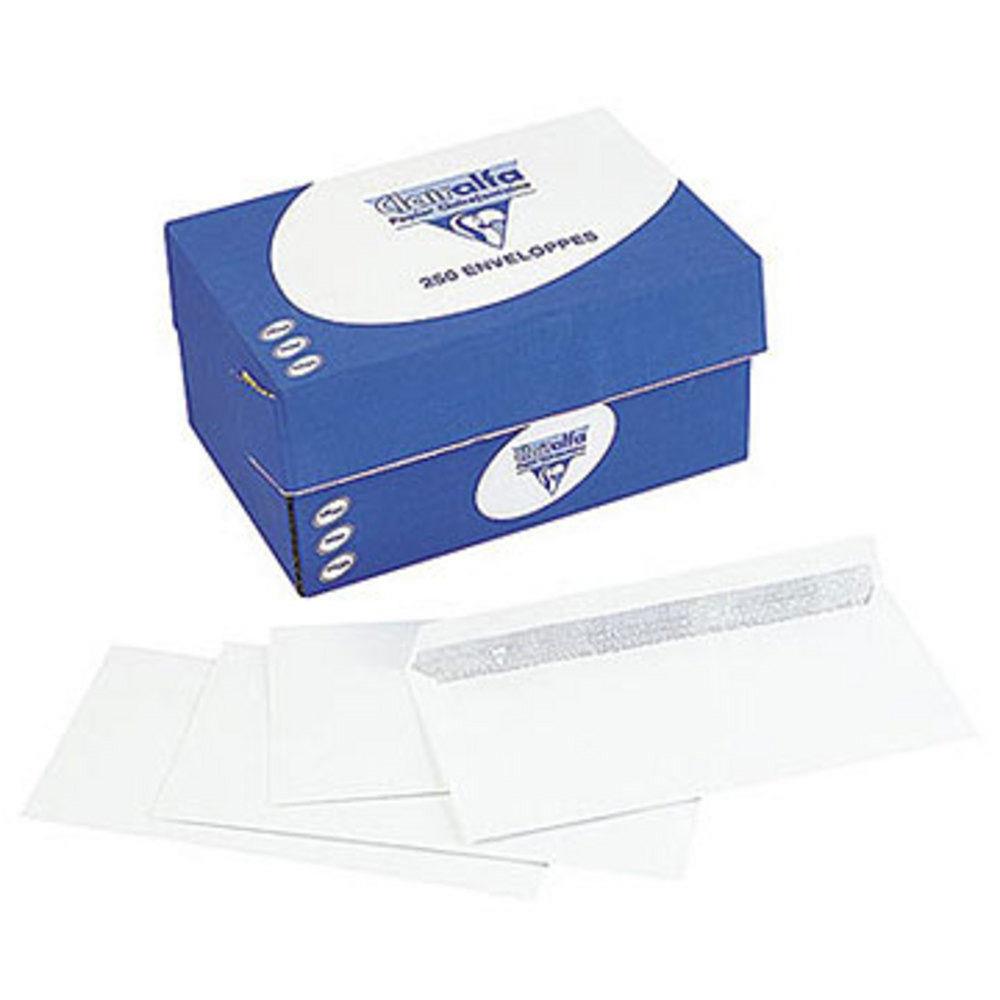 Enveloppes 110 x 220 Clairefontaine - blanches - fentre 35x100 - auto-adhsives - 90 g - bote de 250