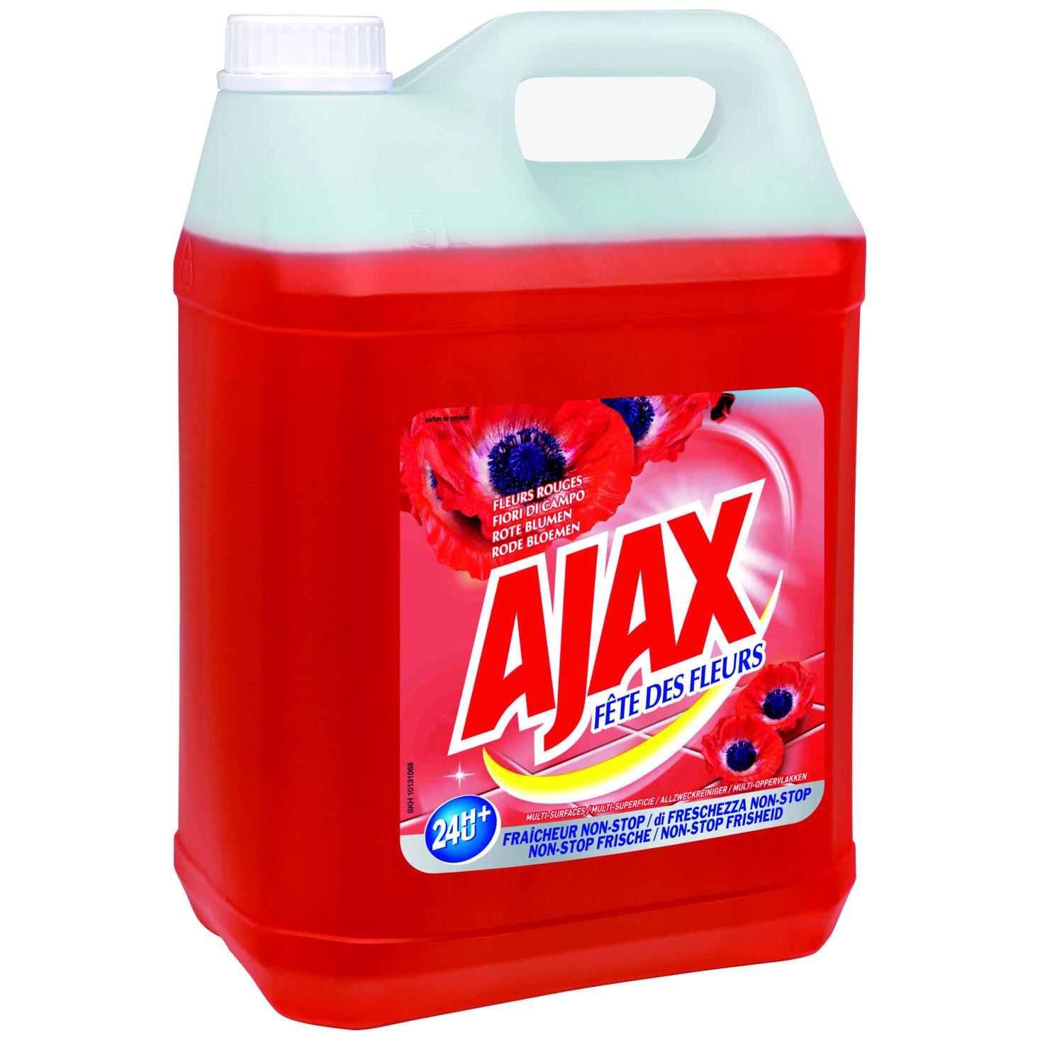 Nettoyant multi-usages Ajax Fte des fleurs - parfum fleurs rouge - bidon de 5 litres