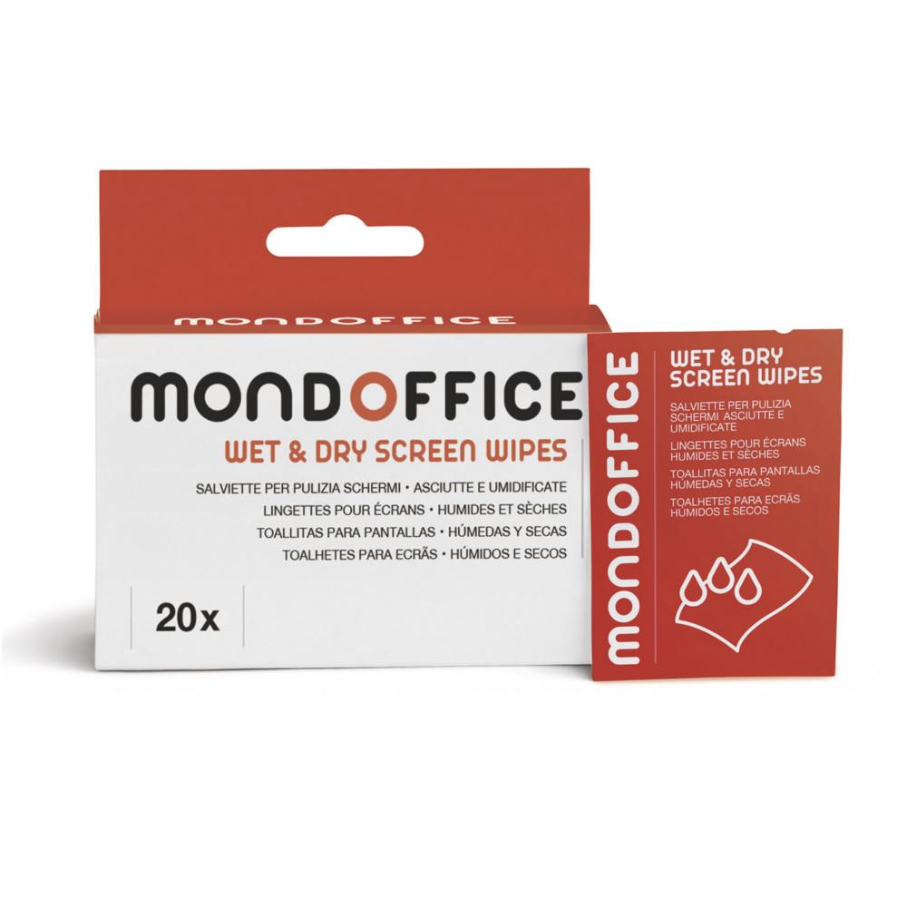 Lingettes humides Mondoffice et s�ches pour �cran - Bo�te de 20