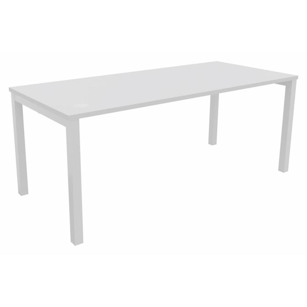 Bureau droit Osmose avec Obturateur L180 x P80 x H72 cm - Plateau Blanc - Pieds Blanc