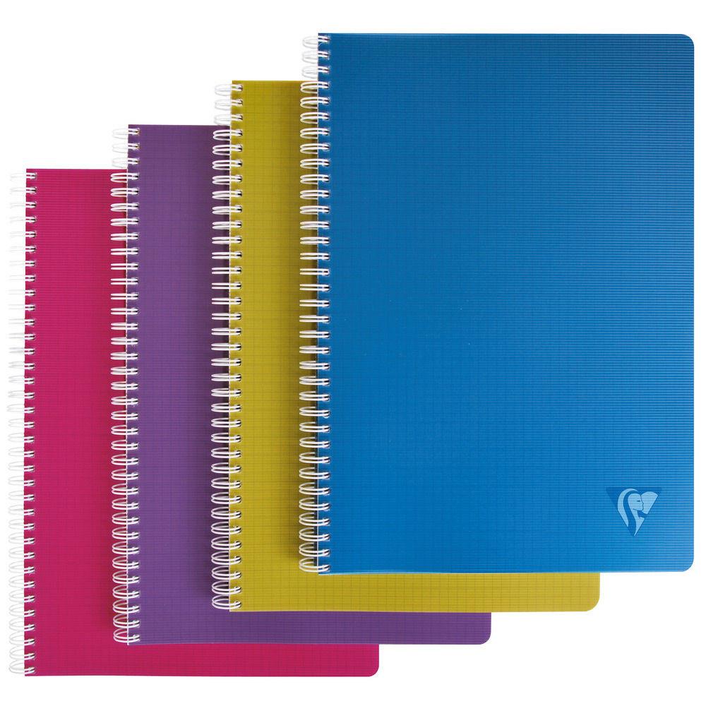 Cahier spirales Linicolor Clairefontaine - format A5 - 14,8 x 21 cm - 90 pages - 90g - petits carreaux 5x5 - coloris intense