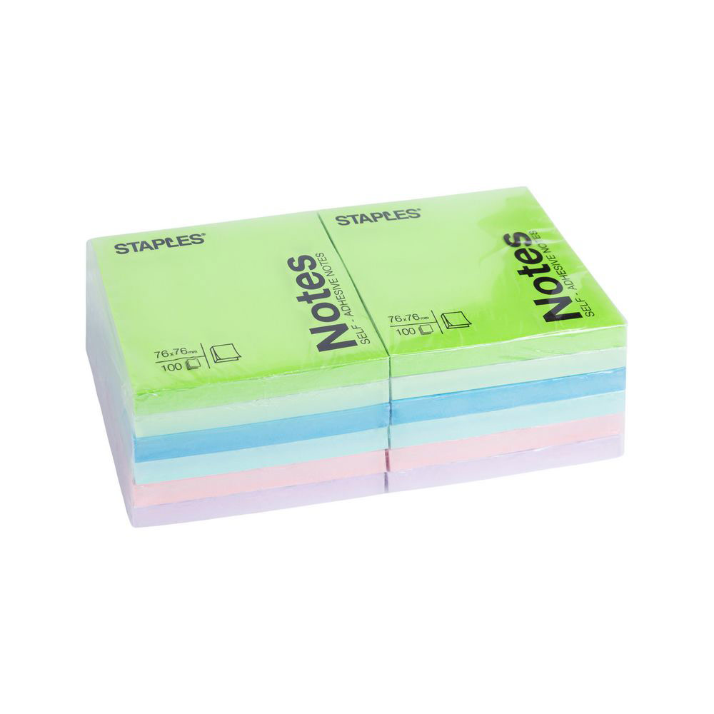Bloc Pergamy - 7,6 x 7,6 cm - 100 feuilles repositionnables - coloris assortis pastel
