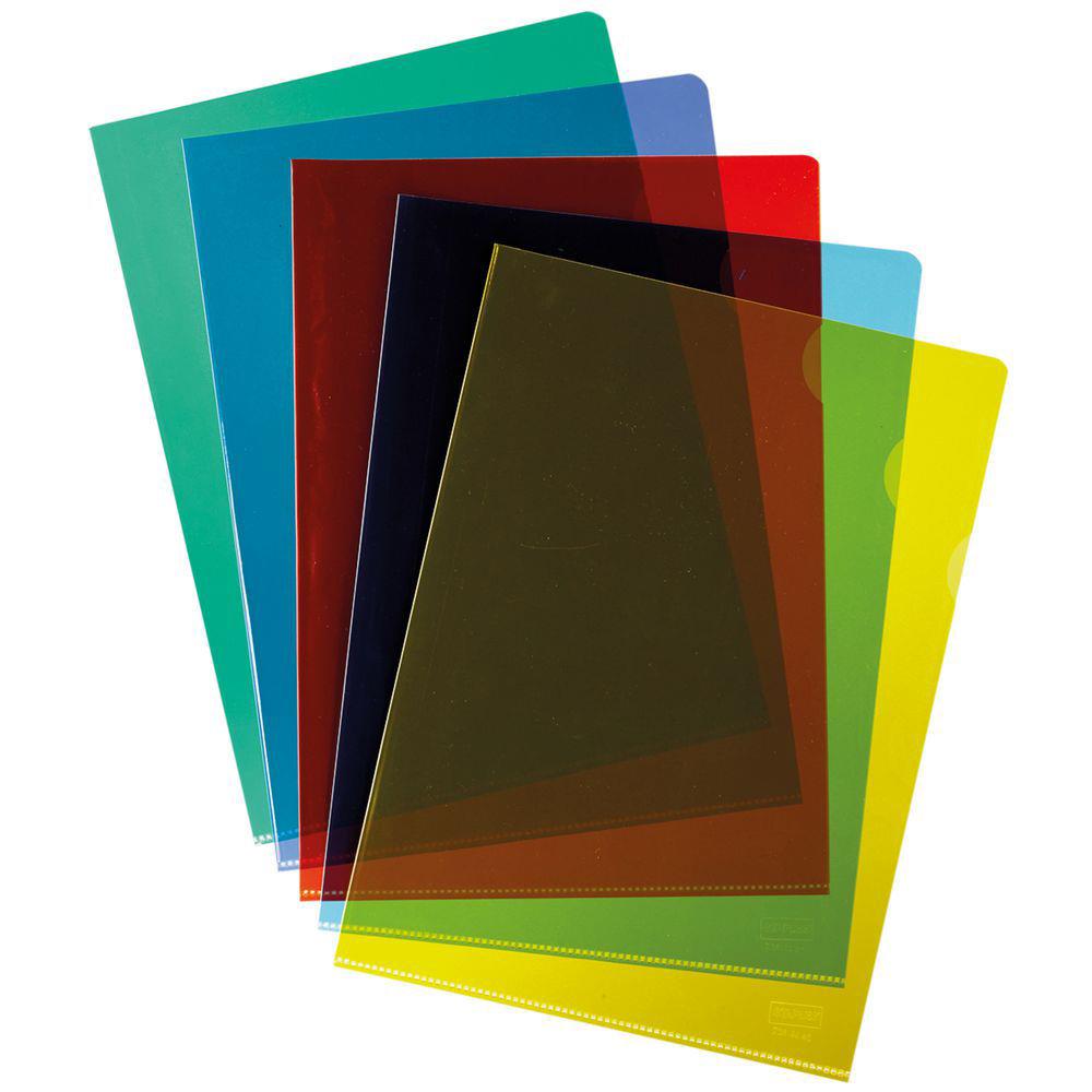 Pochettes coin A4 PVC 10/100 - couleurs assorties - bote de 100