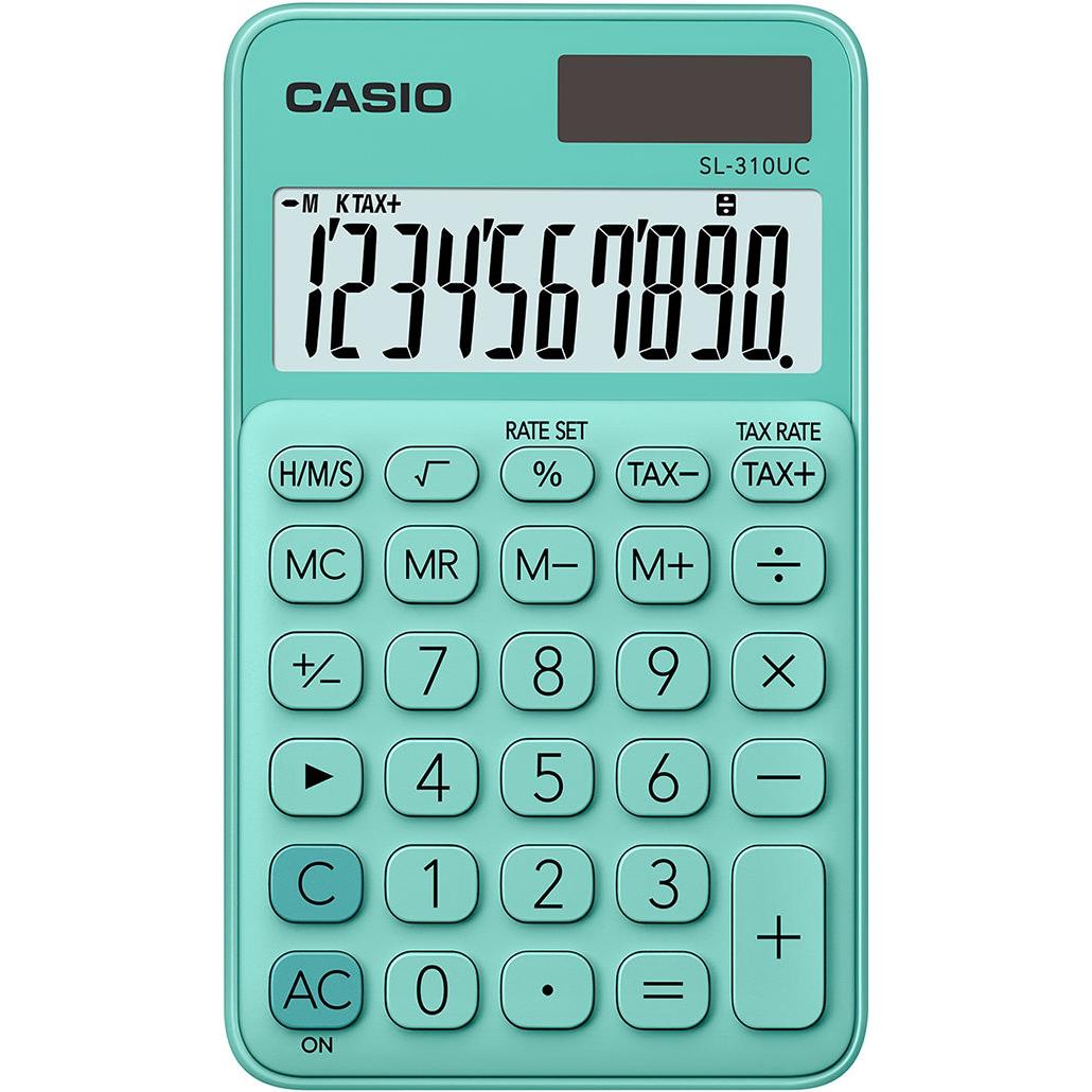 Calculatrice de poche Casio - 10 chiffres - verte