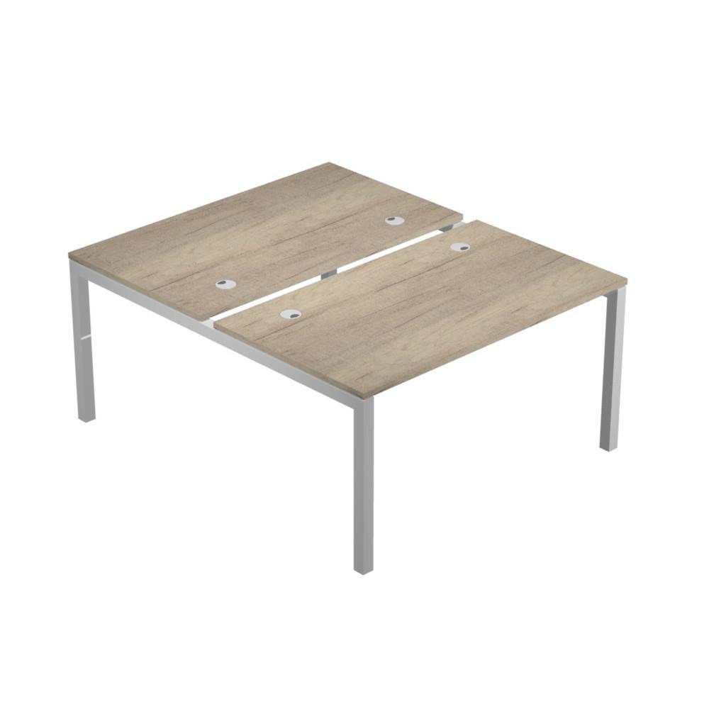 Bureau Bench - 2 postes Java - 140 x 165 cm - plateau chne canadien - pitement arche aluminium
