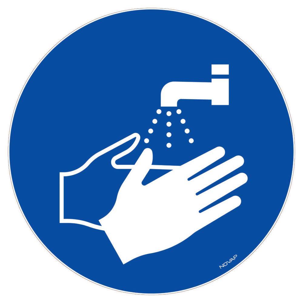 Panneau signalisation polystyrne rigide Lavage des mains obligatoire - diam 300 mm