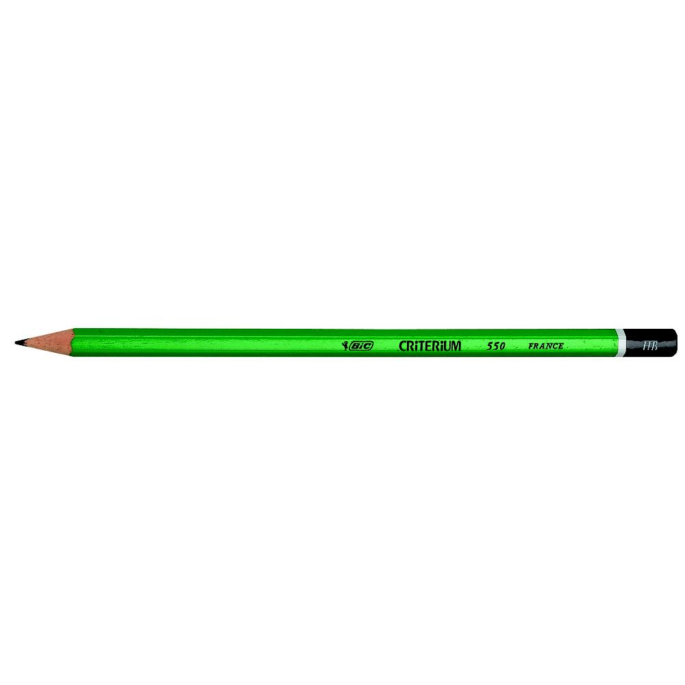 Crayon de papier Bic Criterium 550 - mine HB corps hexagonal vert - paquet 12 units