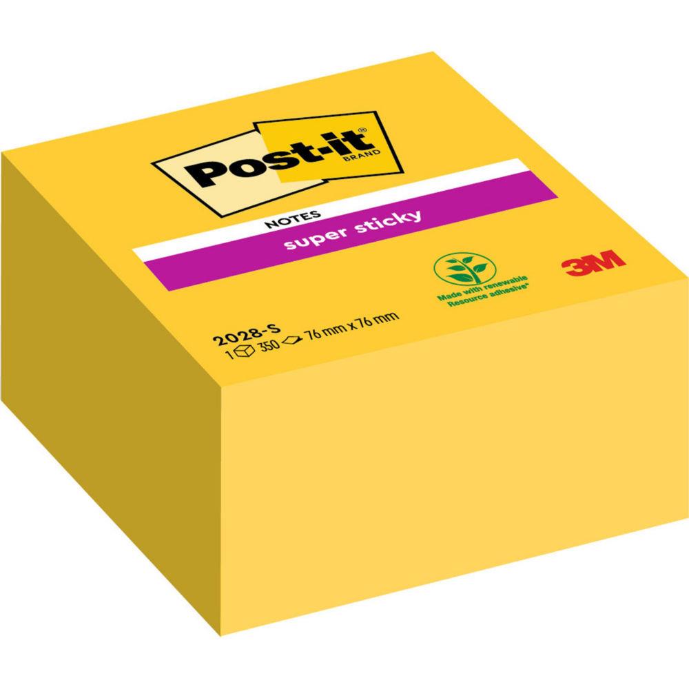 Bloc cube Post-it  350 feuilles Supersticky 7.6 x 7.6 cm jaune jonquille 2028S