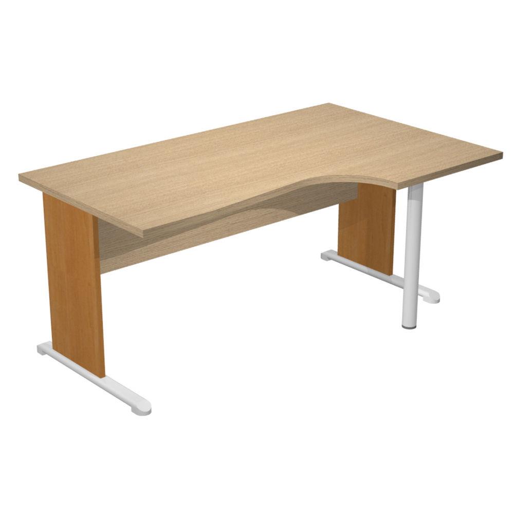 Bureau d'angle compact retour  droite Pulse Bois - L160 x P100 cm - Plateau Chne - Pieds L aulne