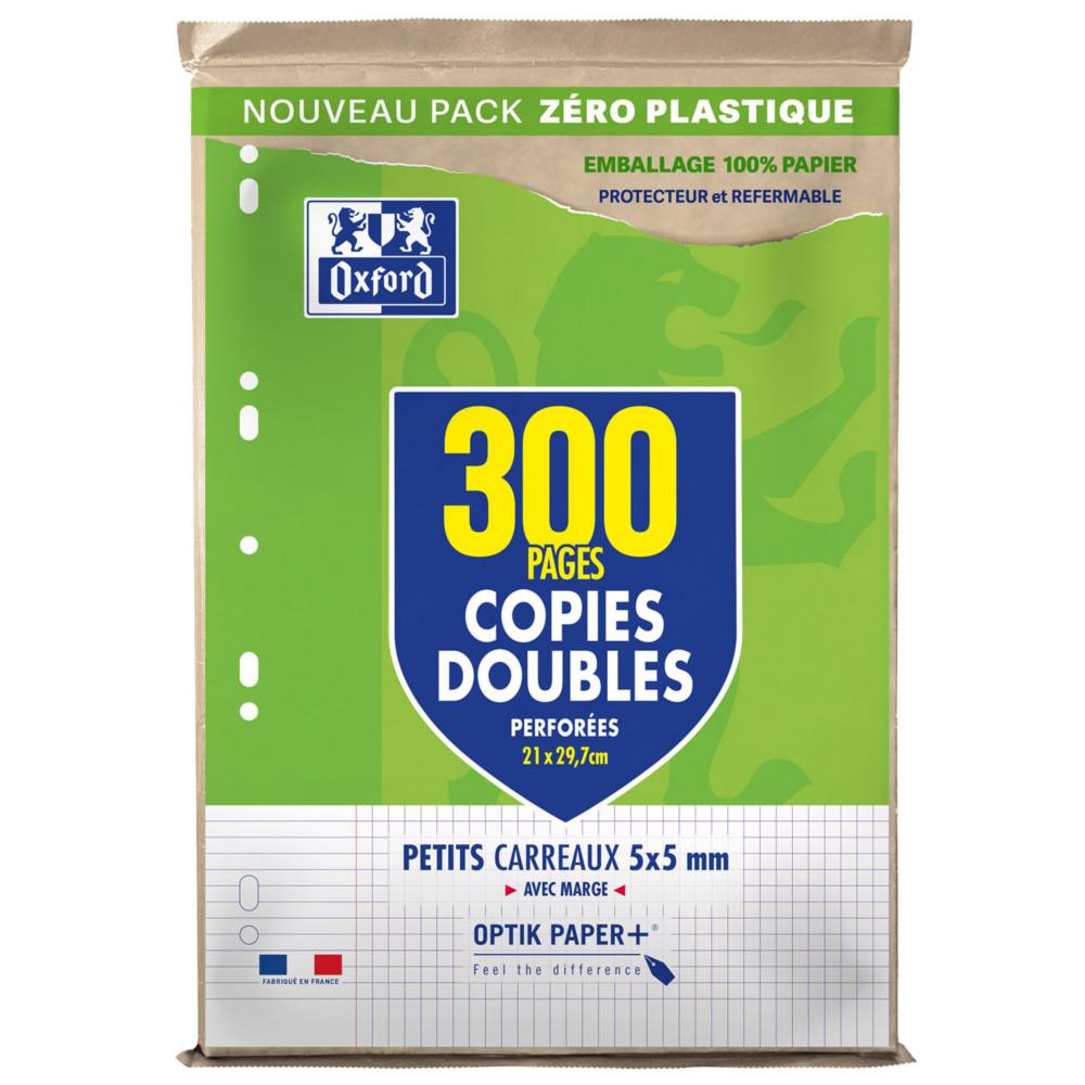 Copies Doubles Oxford Feuilles A4 perfor�es - Petits carreaux 5x5 avec marge - Etui de 300 feuilles