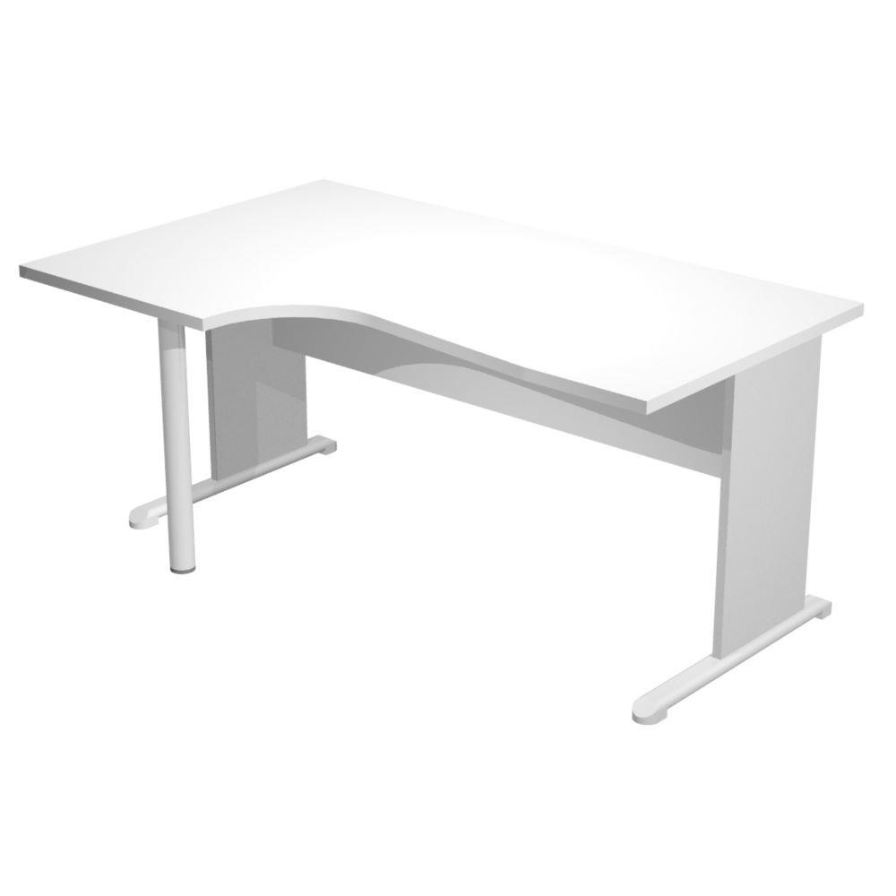 Bureau compact Pulse Tendance- retour  gauche L160 x P100 cm - plateau blanc - pieds L aluminium