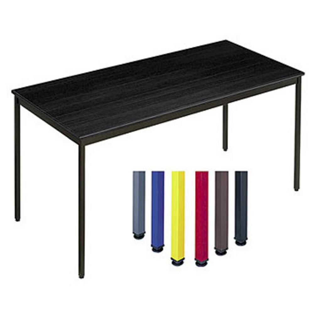 Table polyvalente rectangle - L 160 x P 80 cm - plateau noir - pieds bruns