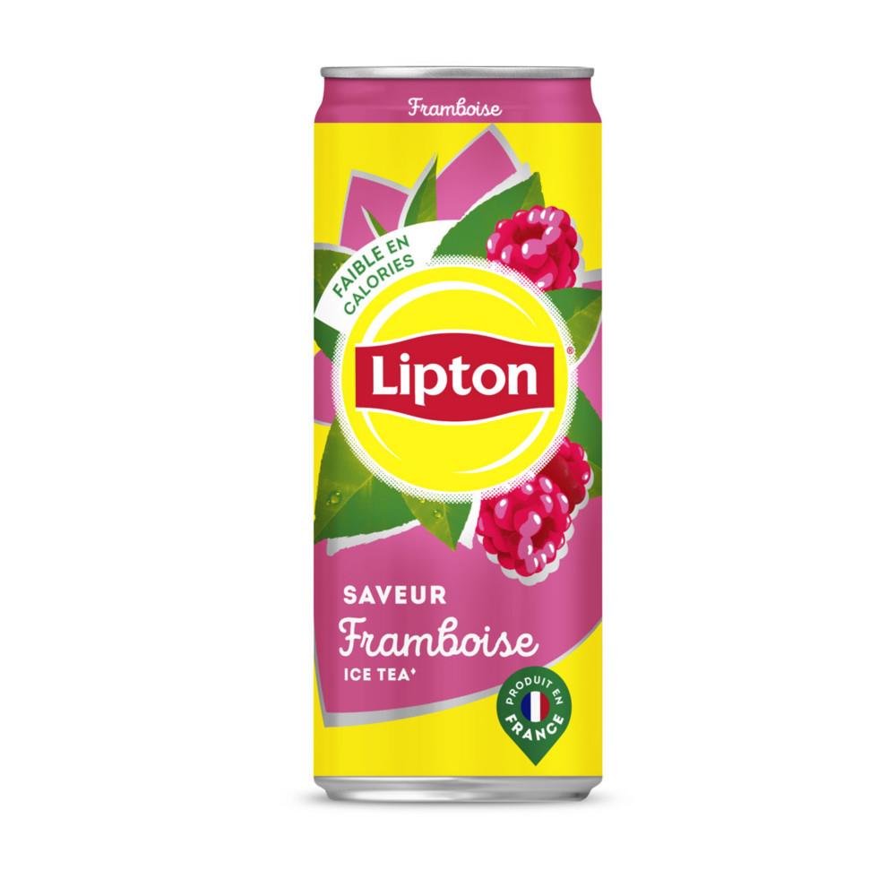 Boisson au th Lipton - saveur framboise - canette de 33 cl - lot de 24