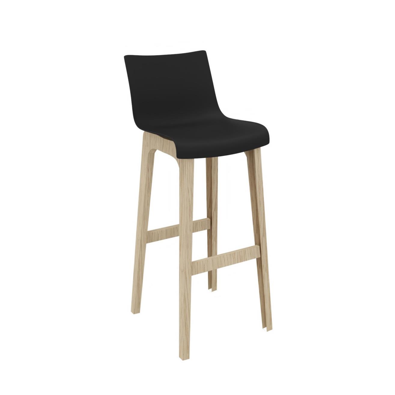 Tabouret haut Camelia H102 cm pieds chne massif - Noir