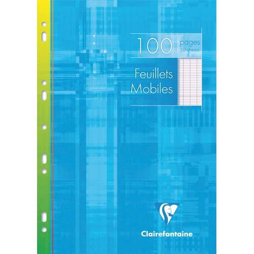 Feuillets mobiles Clairefontaine - 21x29.7 cm - 100 pages - grands carreaux blancs - 90g - sous tuis - carton