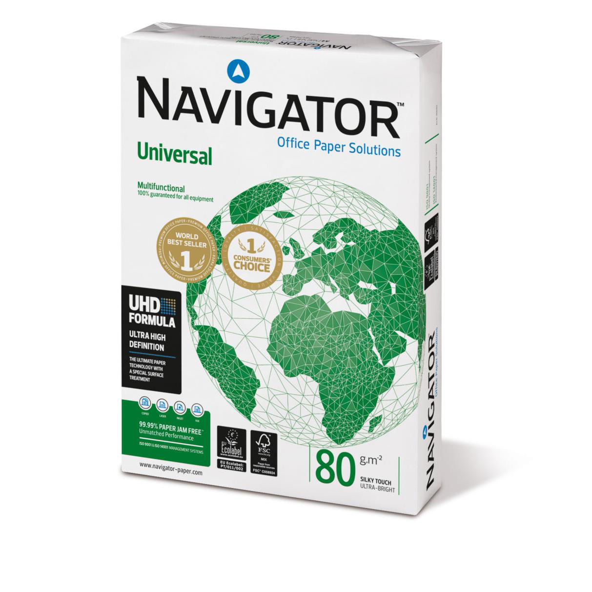 Papier A4 blanc Navigator Universal - 80g - CIE 169 extra-blanc - ramette de 500 feuilles