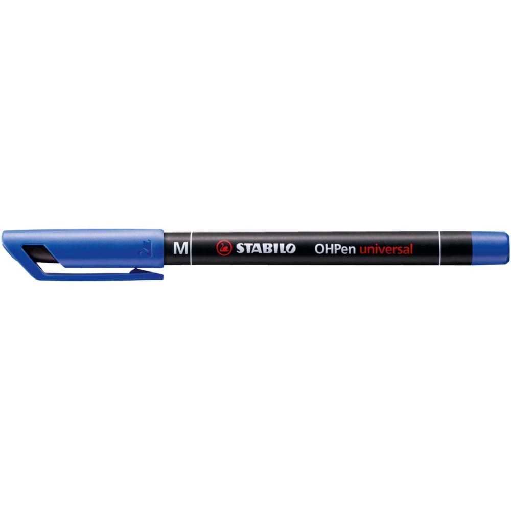 Stylo-feutre marqueur permanent Stabilo OHPen universal - pointe moyenne 1 mm - bleu