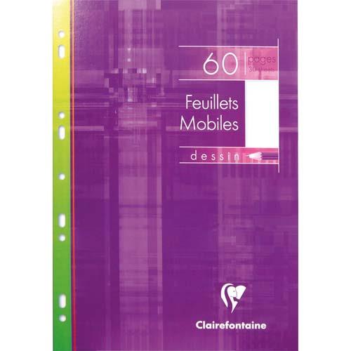Feuillets mobiles  dessin perfore Clairefontaine - 21 x 29,7 cm - tui de 30