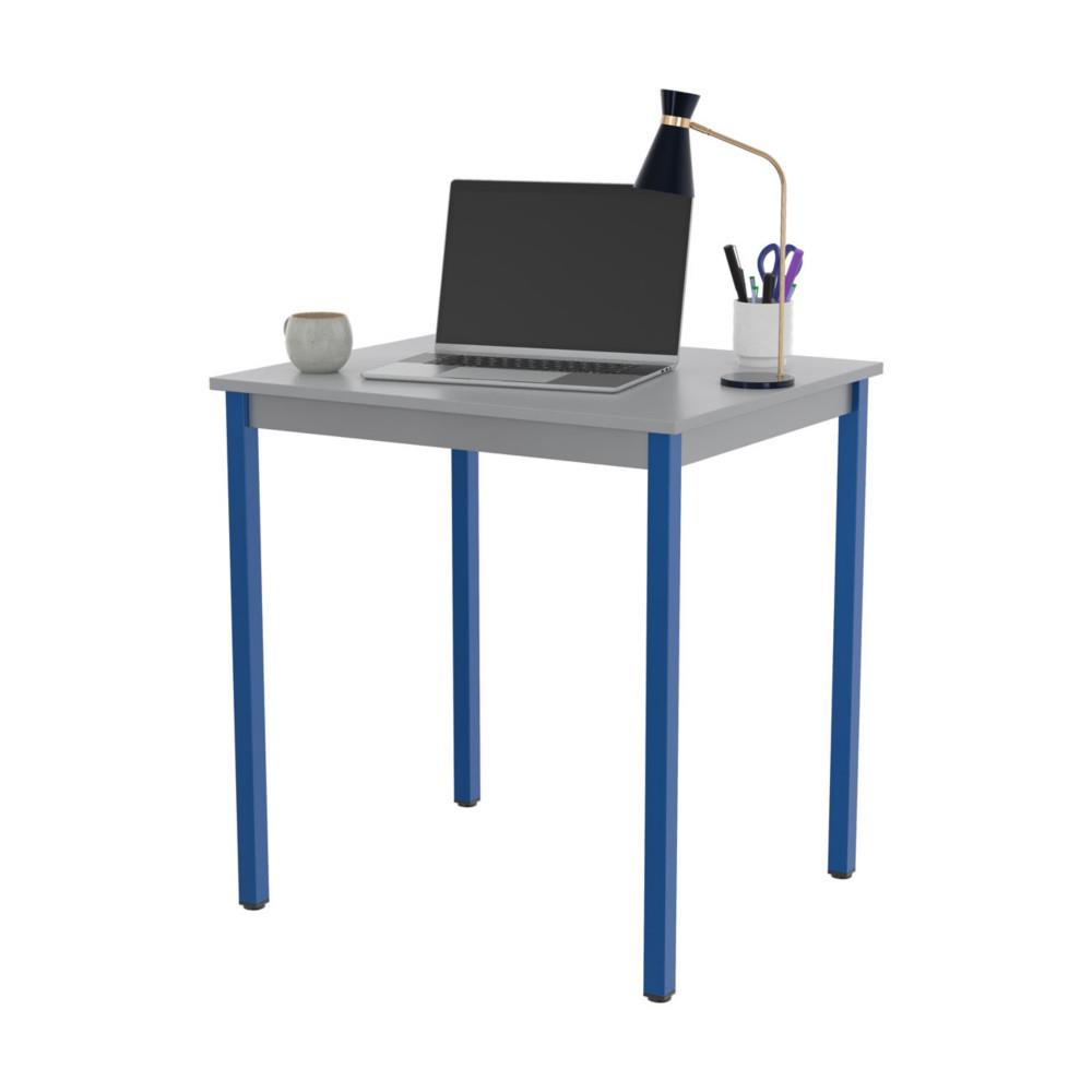 Table Polyvalente Rectangle - L 70 x P 60 cm - Plateau Gris - pieds Bleu