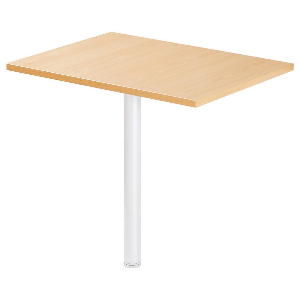 Extension rectangle Tempo - L 80 x 60 cm htre - pied tube rond blanc