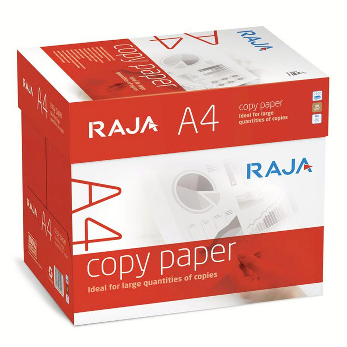 Papier blanc Raja paper - A4 - 80g - CIE 146 - Copy Paper - bote de 2500 feuilles
