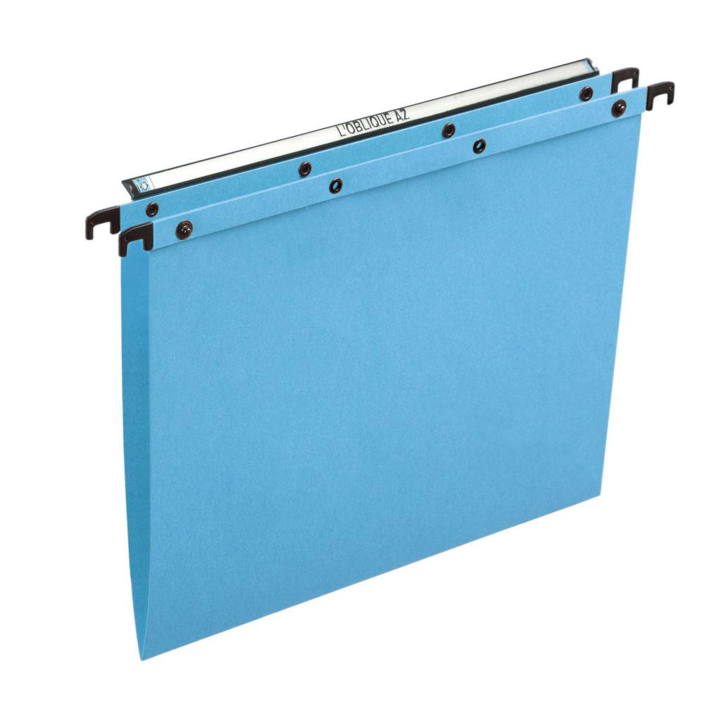 Dossier suspendu Ultimate pour tiroirs - en kraft - boutons-pression - fond V - bleu
