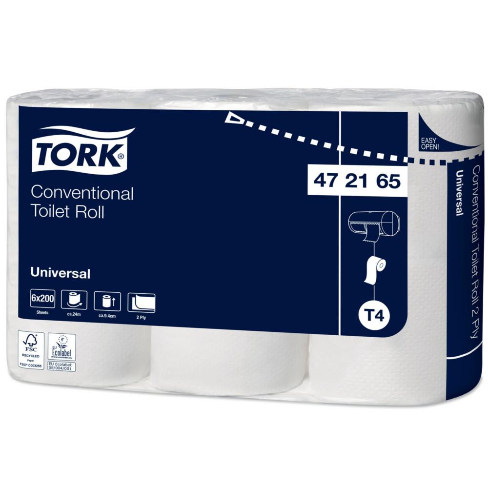 Papier toilette Tork double �paisseur Universal blanc - 472165 - Lot de 6 rouleaux de 200 feuilles