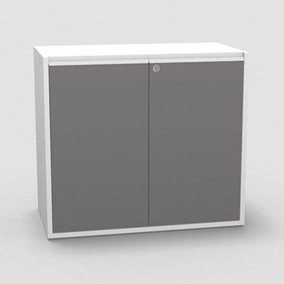 Armoire H. 71 x L. 165 x P. 43,2 cm - structure dcor blanc neige - portes battantes mlamine dcor gris macadam