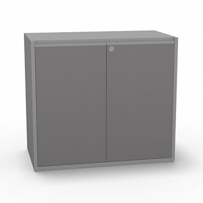 Armoire H. 71 x L. 165 x P. 43,2 cm - structure dcor gris aluminium - portes battantes mlamine dcor gris macadam