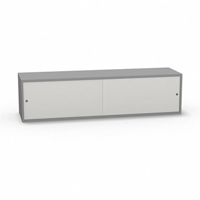 Niche H. 42,5 x L. 165 x P. 43,2 cm structure d�cor gris aluminium portes coulissantes Altuglas coloris blanc acc�s face utilisateur