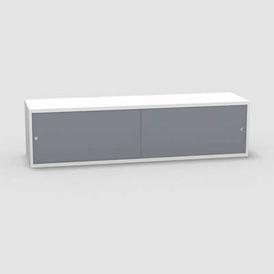 Niche H. 42,5 x L. 165 x P. 43,2 cm structure d�cor blanc neige portes coulissantes Altuglas coloris gris fum� acc�s face utilisateur