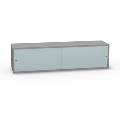 Niche H. 42,5 x L. 165 x P. 43,2 cm structure d�cor gris aluminium portes coulissantes Altuglas coloris bleu lagon acc�s face utilisateur