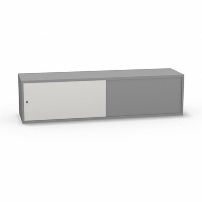 Niche H. 42,5 x L. 165 x P. 43,2 cm structure d�cor gris aluminium portes coulissantes Altuglas coloris blanc acc�s double face