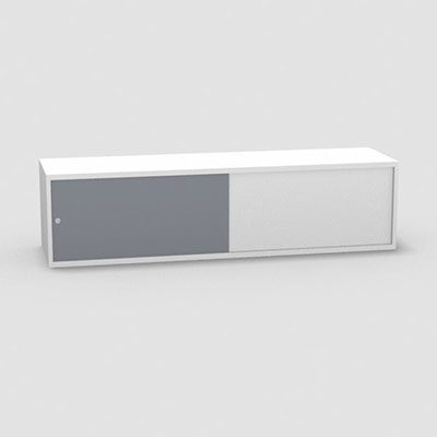 Niche H. 42,5 x L. 165 x P. 43,2 cm structure dcor blanc neige portes coulissantes Altuglas coloris gris fum accs double face