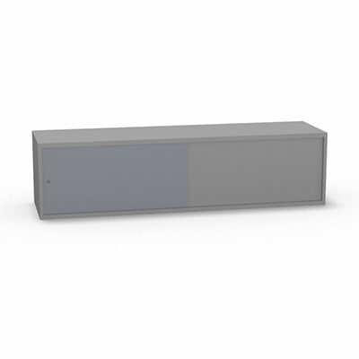 Niche H. 42,5 x L. 165 x P. 43,2 cm structure dcor gris aluminium portes coulissantes Altuglas coloris gris fum accs double face