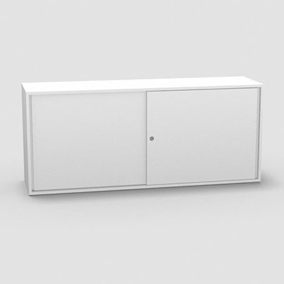Armoire H. 71 x L. 165 x P. 43,2 cm - structure dcor blanc neige - portes coulissantes mlamine dcor blanc neige avec accs face utilisateurs