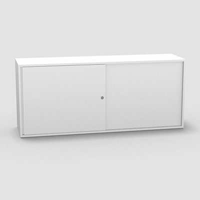 Armoire H. 71 x L. 165 x P. 43,2 cm - structure dcor blanc neige - portes coulissantes mlamine dcor blanc neige avec accs double face