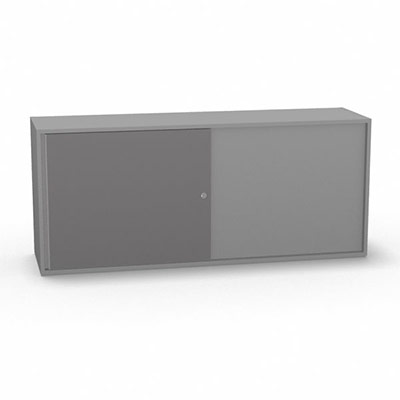 Armoire H. 71 x L. 165 x P. 43,2 cm - structure dcor gris aluminium - portes coulissantes mlamine dcor gris macadam avec accs double face
