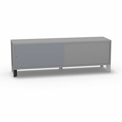 Armoire sur pieds H. 55,2 x L. 165 x P. 43,2 cm - structure dcor gris aluminium - portes coulissantes Altuglas coloris gris fum avec accs double face