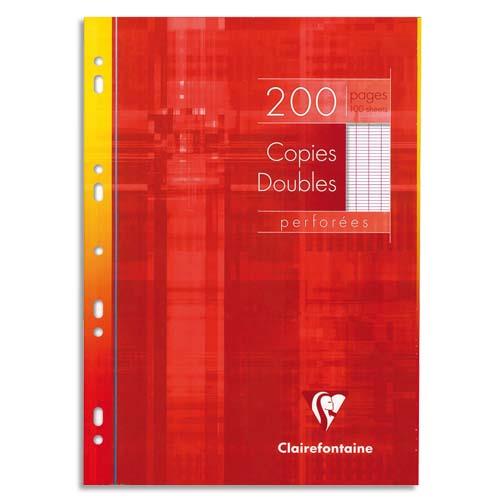 Copies doubles perfores Clairefontaine - 21x29.7cm - 200 pages grands carreaux - 90g - blanc - sous tuis carton