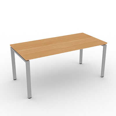 Bureau pour bout de postes partags Conect - 165 x 80 cm - dcor htre saumonn - pitement arche fixe gris aluminium