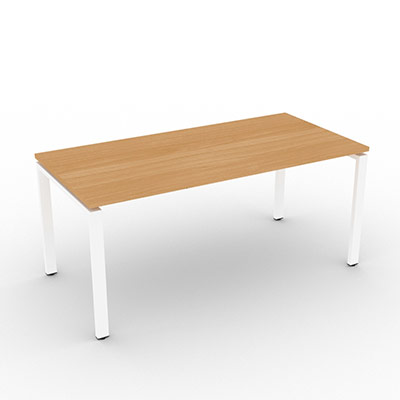 Bureau pour bout de postes partags Conect - 165 x 80 cm - dcor htre saumonn - pitement arche fixe blanc