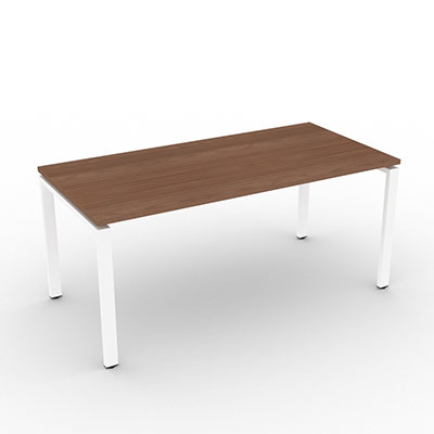 Bureau pour bout de postes partags Conect - 165 x 80 cm - dcor noyer ambr - pitement arche fixe blanc