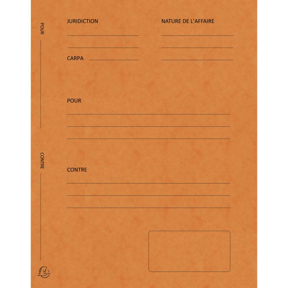 Dossiers de plaidoirie Exacompta pr-imprims en carte lustre coloris orange - Lot de 25