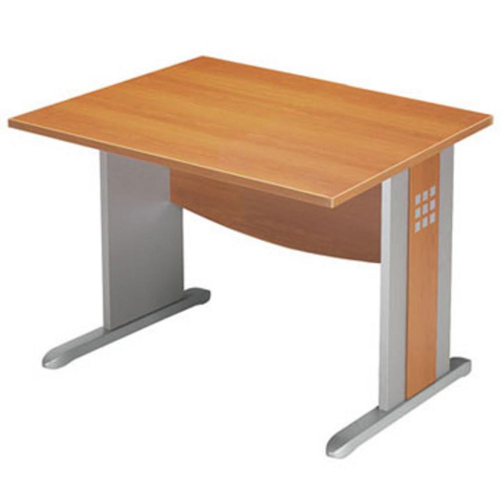 Bureau droit Boreal - L 80 x P 80 cm - plateau merisier - pieds L aluminium