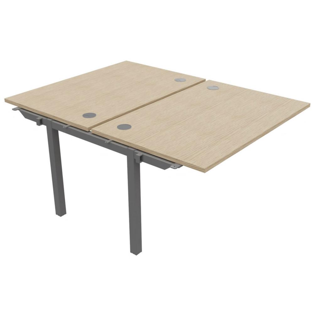 Bureau bench 2 postes Osmose suivant L120 x P163 cm Plateaux Chne Pieds mtal Aluminium